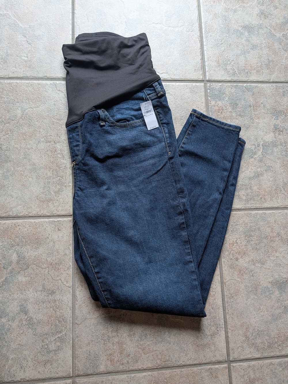 NWT- GAP Dark Blue Maternity Straight Leg Jeans with Black Overband